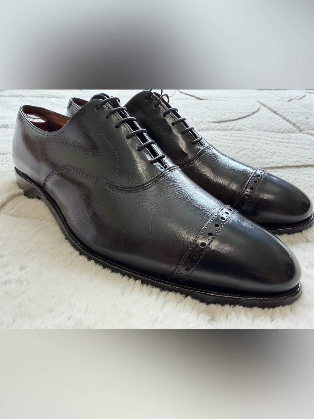 $400 Allen Edmonds Fifth Avenue Classic Black Cap-Toe Oxford Dress Shoes 10.5